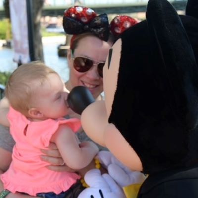 A sweet moment with Mickey Mouse!